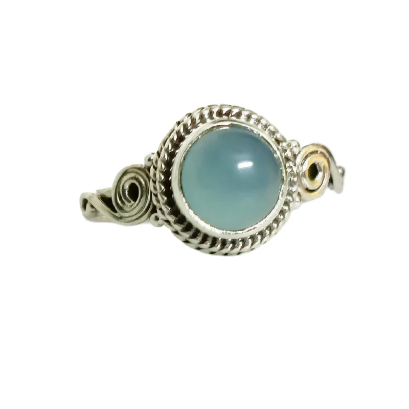 Blue Chalcedony Silver Ring good for Strength, Communication, Peace