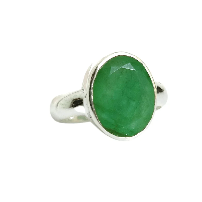 Emerald Silver Ring symbolize for Harmony, Protection, love