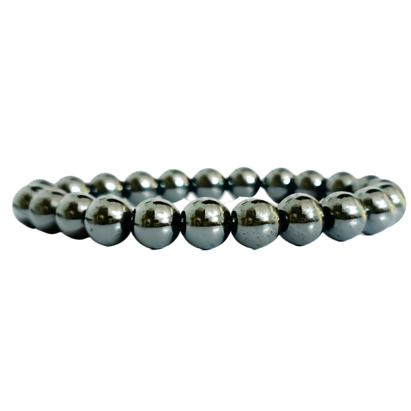 Hematite 8mm Round Bead Bracelet symbolize for Good Health, Protection