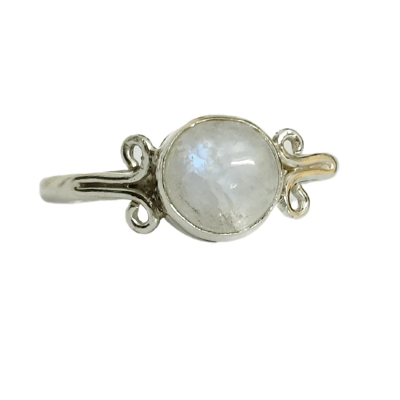 Moonstone Mini Round Silver Ring best for Balance, Calming