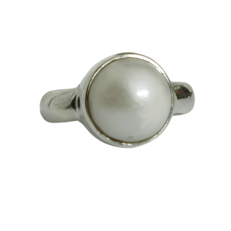 Natural South Sea Pearl Silver Ring symbolize for purity, wisdom & peace