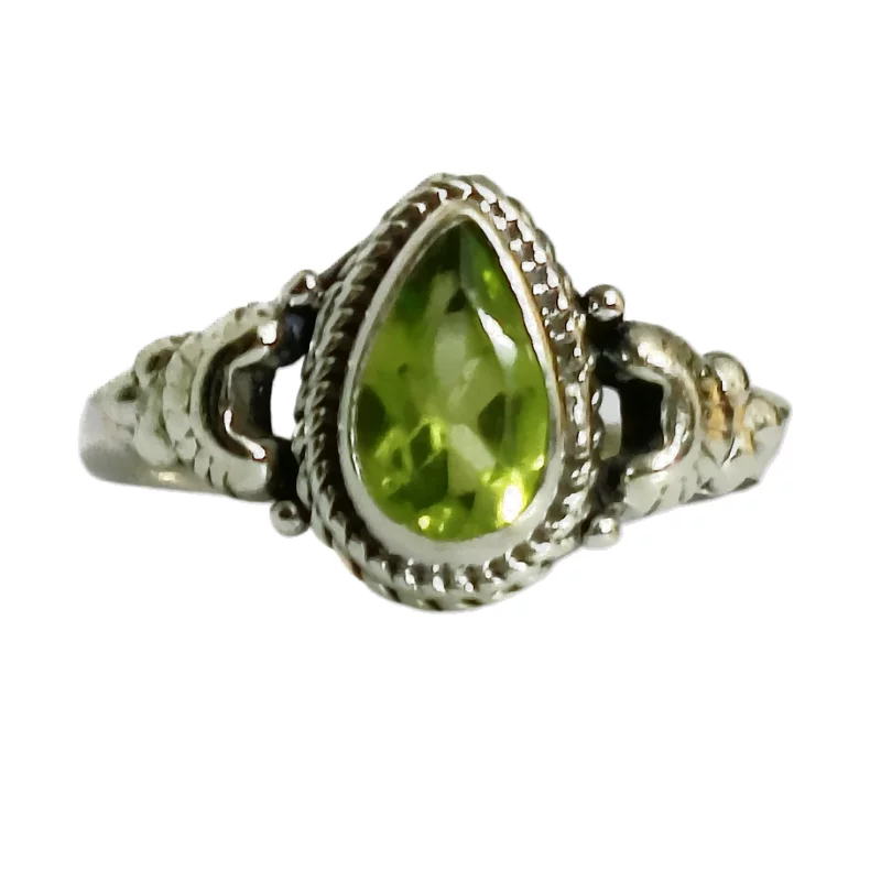 Peridot Leaf Silver Ring symbolize for Abundance & Harmony