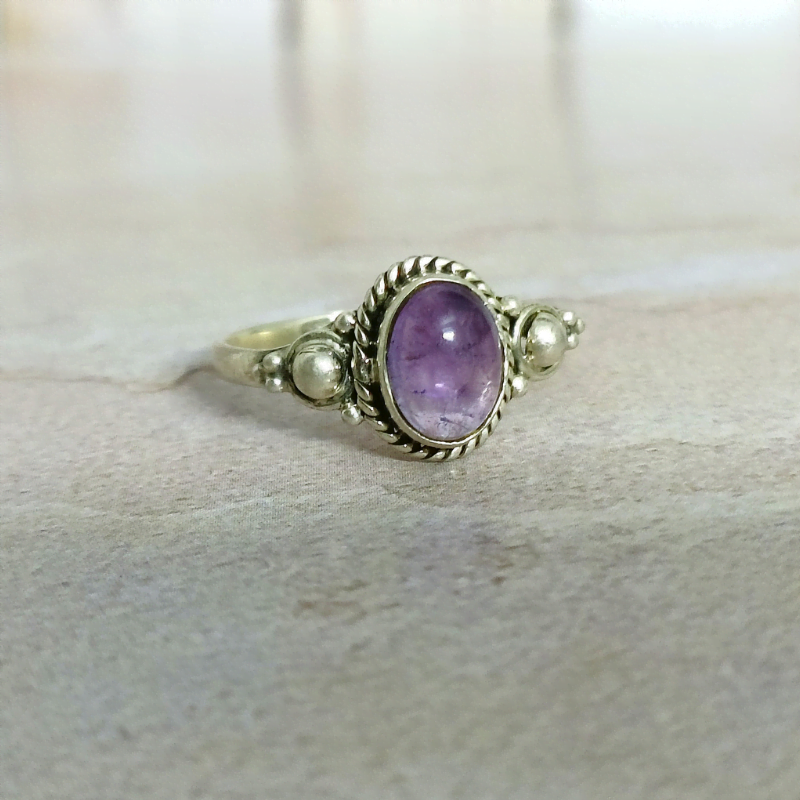 Amethyst Designer Silver Ring symbolize Protection, Calming, Purity