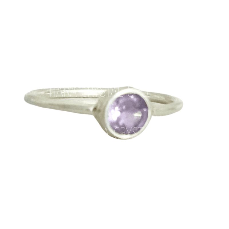 Amethyst Mini Stud Silver Ring