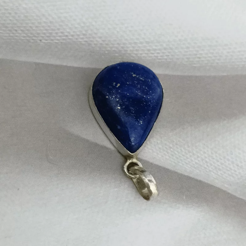 Lapis Lazuli White Metal Leaf Pendant for wisdom, truth, and inner peace