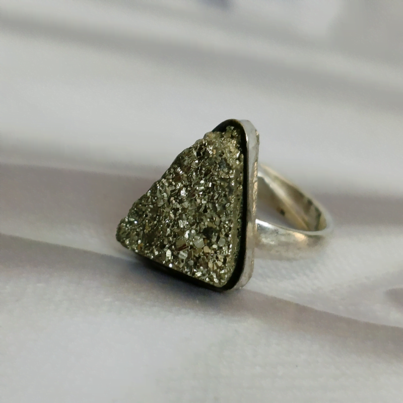 Pyrite Triangular Ring for Success, Prosperity