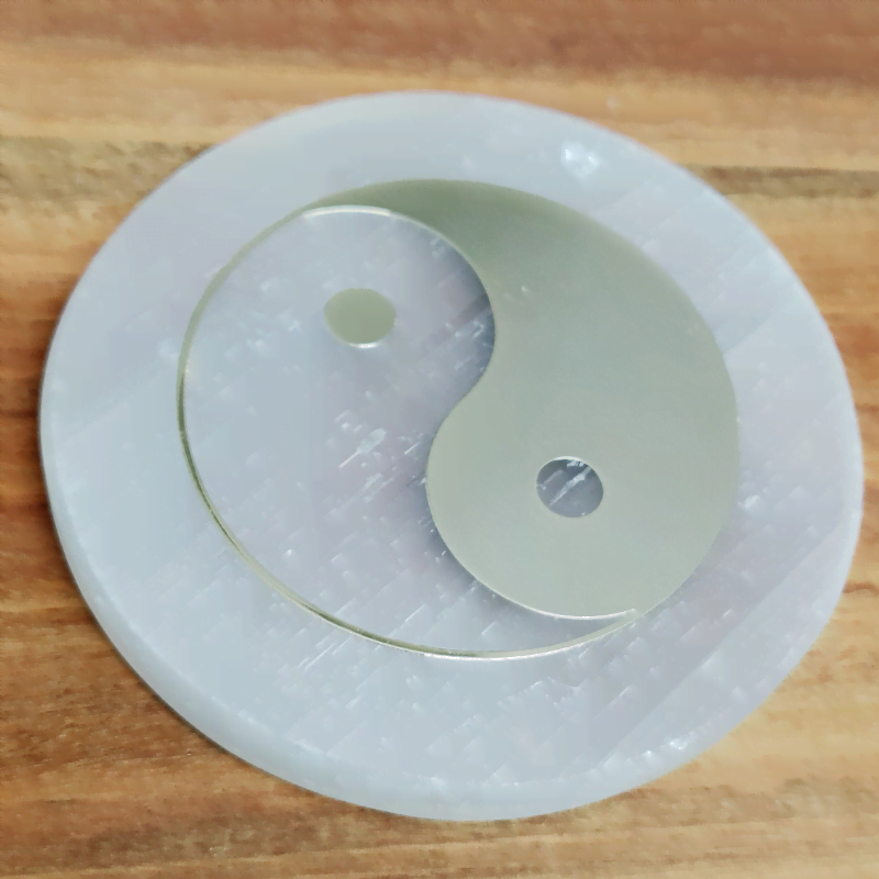 Selenite Yin Yang Engraved Mini Cleansing Plate_104 for cleanse and purify energy