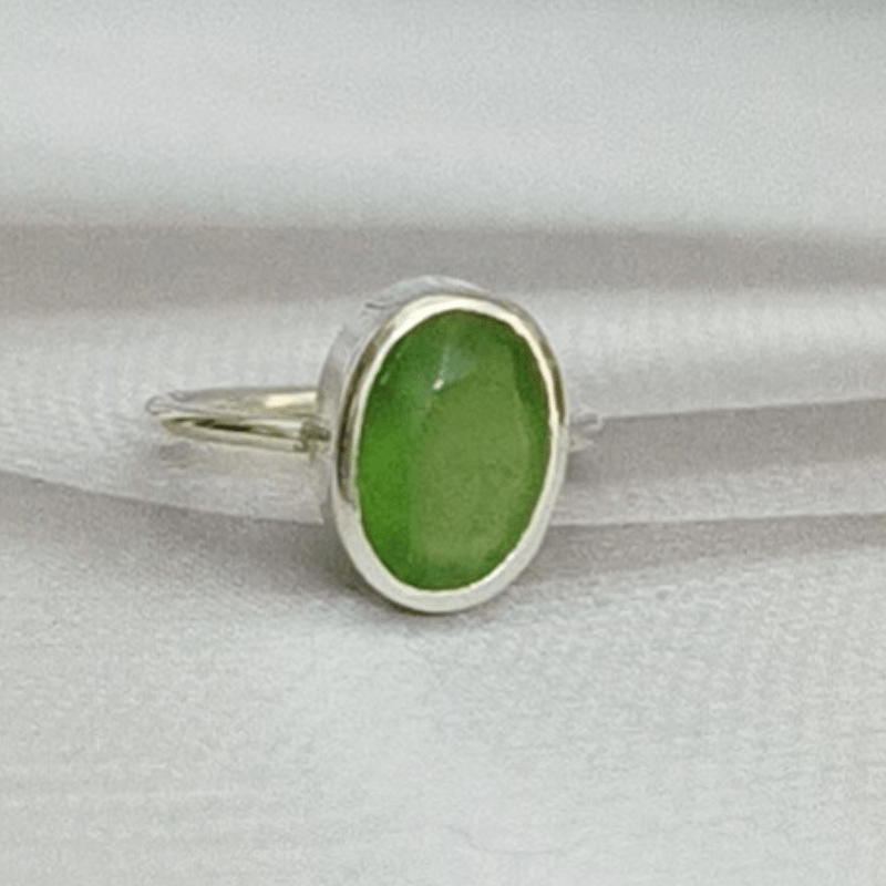 Serpentine Plain Oval Silver Ring for Spiritual Connection