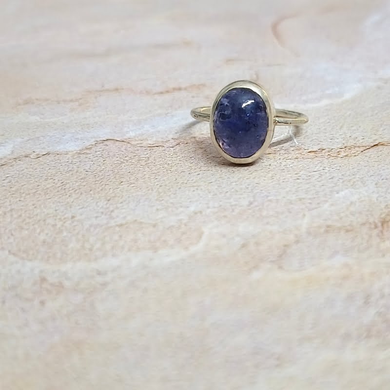 Tanzanite Oval Silver Ring for Confidence, Calming