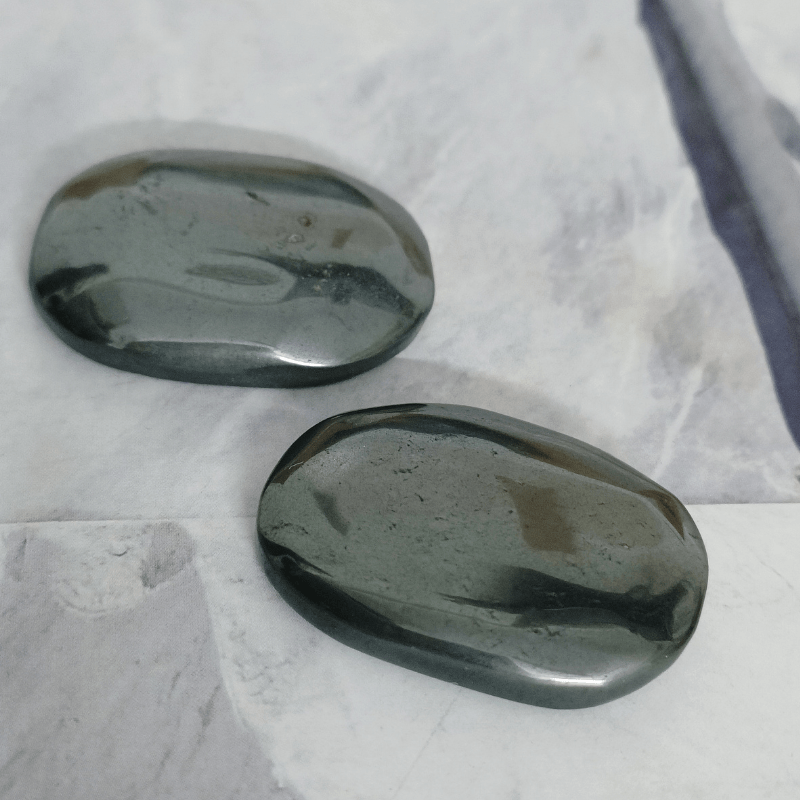 Hematite Cabachons for Calming, Stress Relief, Sleep Disorder