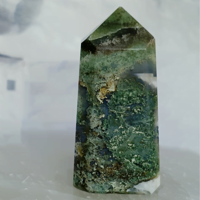 Moss Agate Pointer for New Beginnings, Transformation