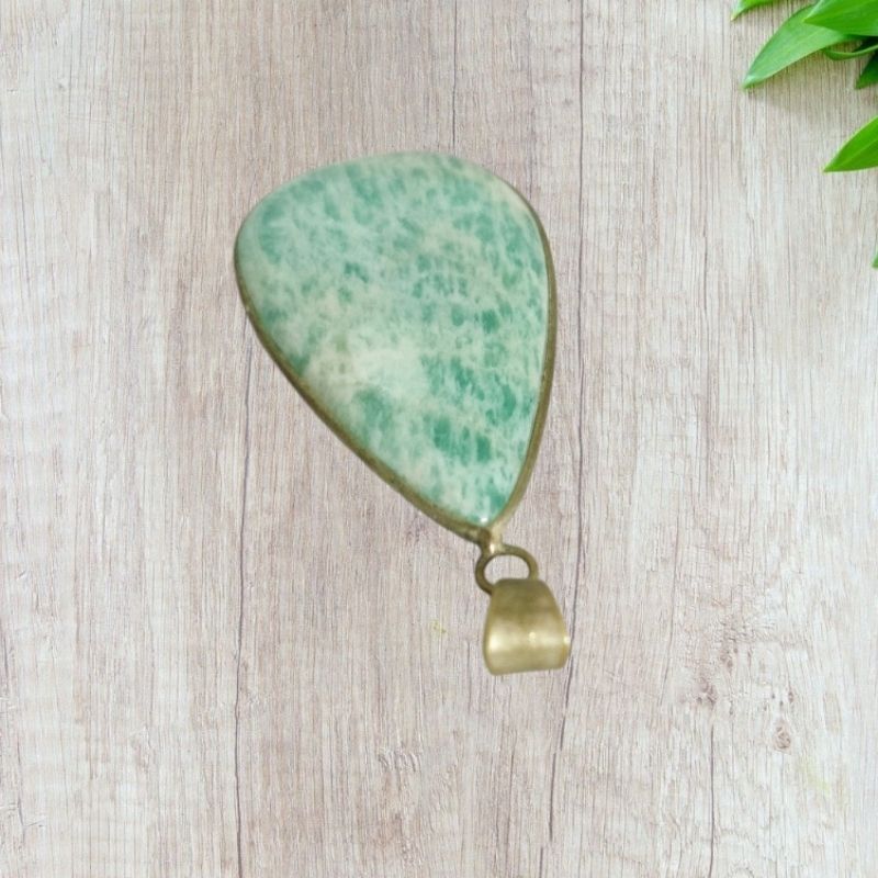 Amazonite Leaf Pendant for Communication, Calming