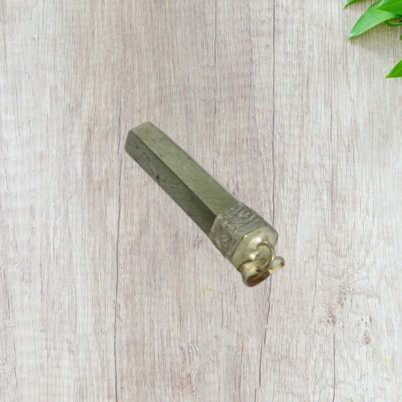 Pyrite Pencil Metal Pendant for Prosperity, Abundance