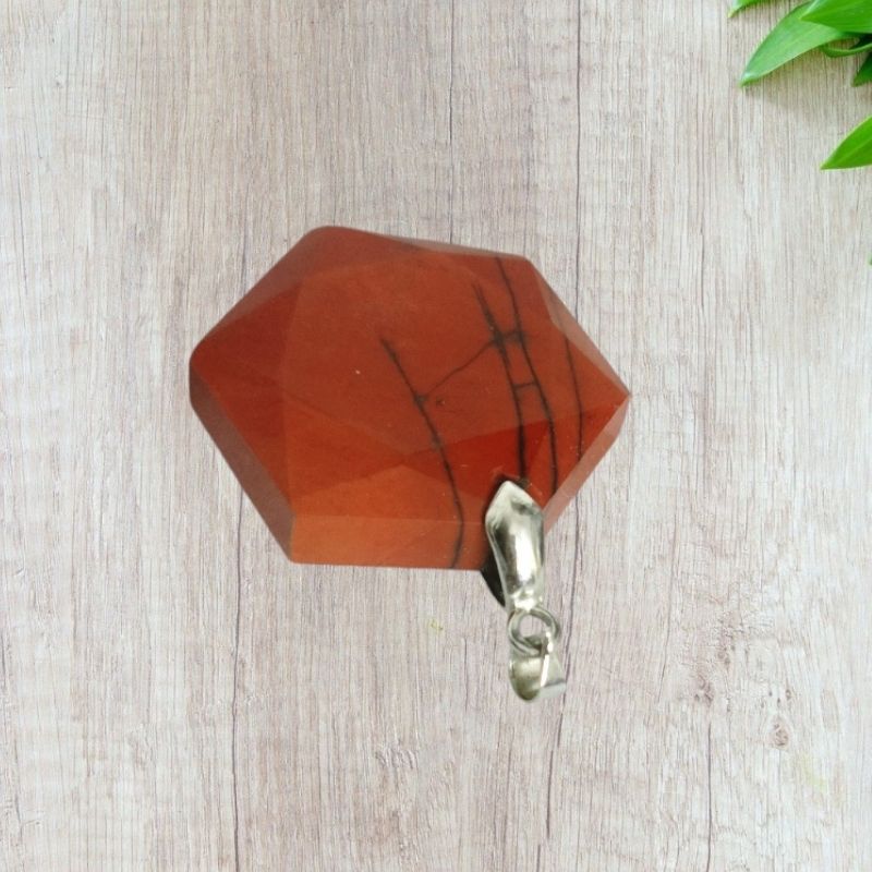 Red Jasper Geometric Pendant for Grounding, Good Health