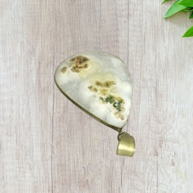 Flower Agate Metal Pendant for Harmony, Peace, Calming