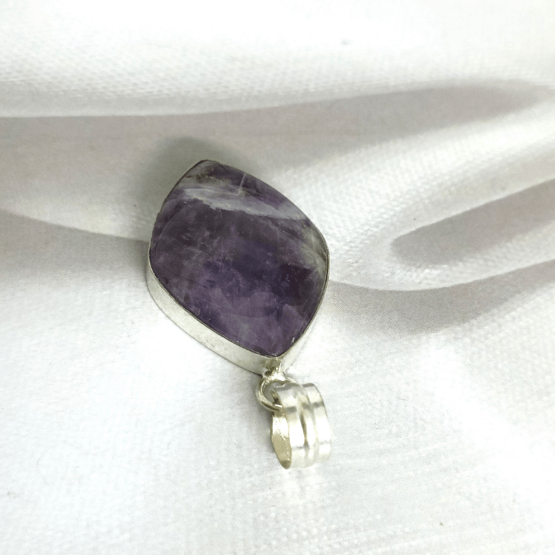 Amethyst Leaf German Silver Pendant for Mind Healing, Protection