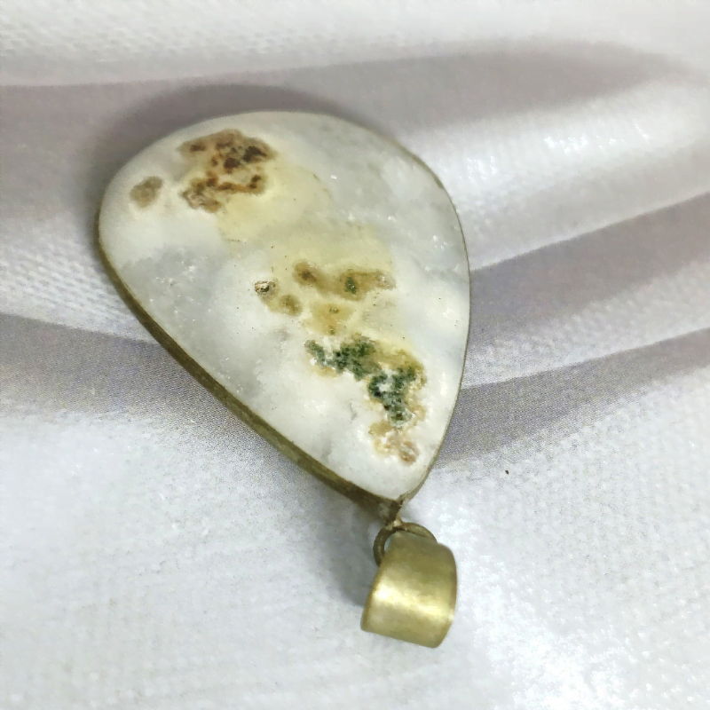 Flower Agate Metal Pendant for Harmony, Peace, Calming