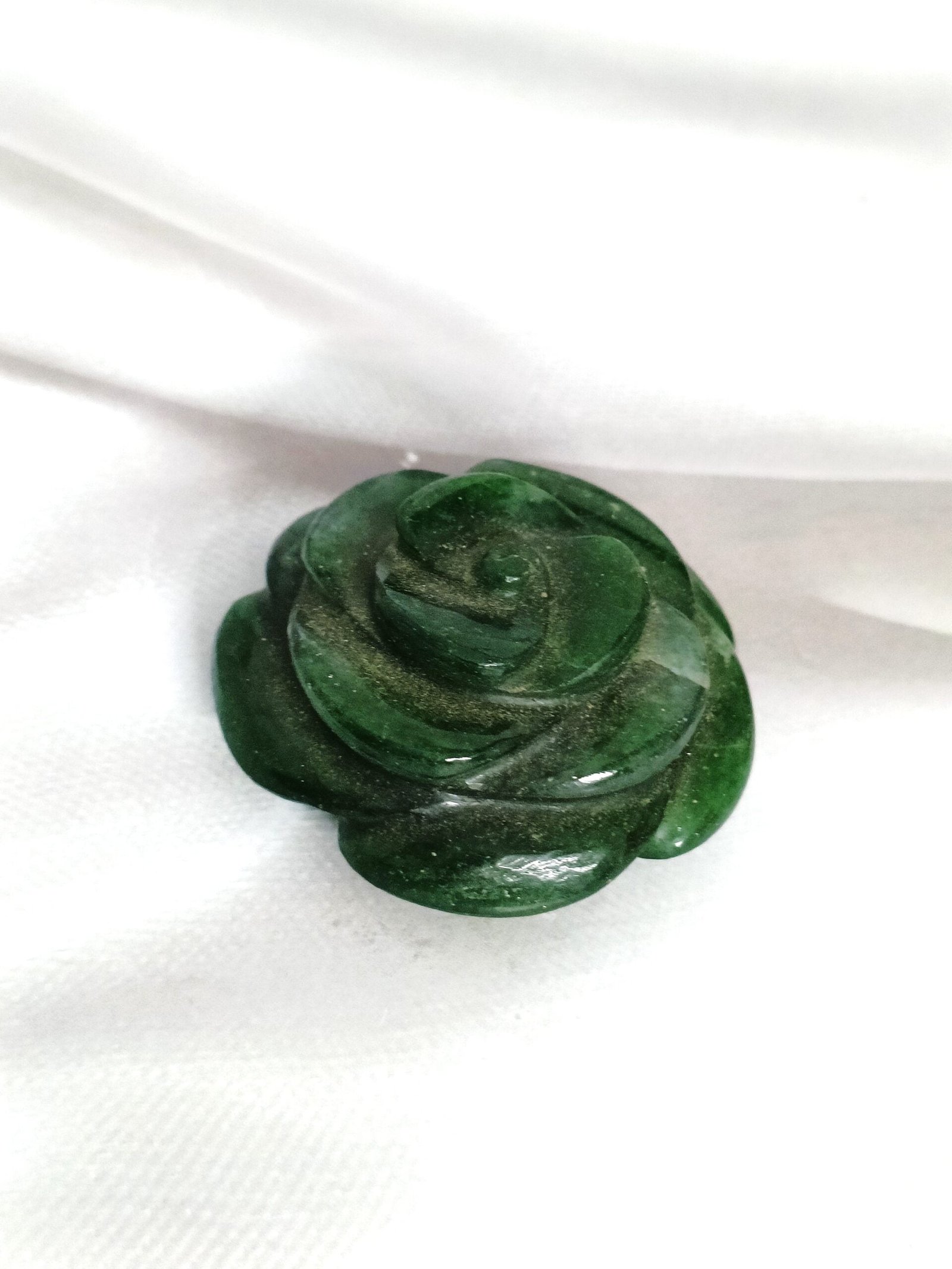 Green Jade Floral Figurine-2 inch for Good Luck, Love, Prosperity