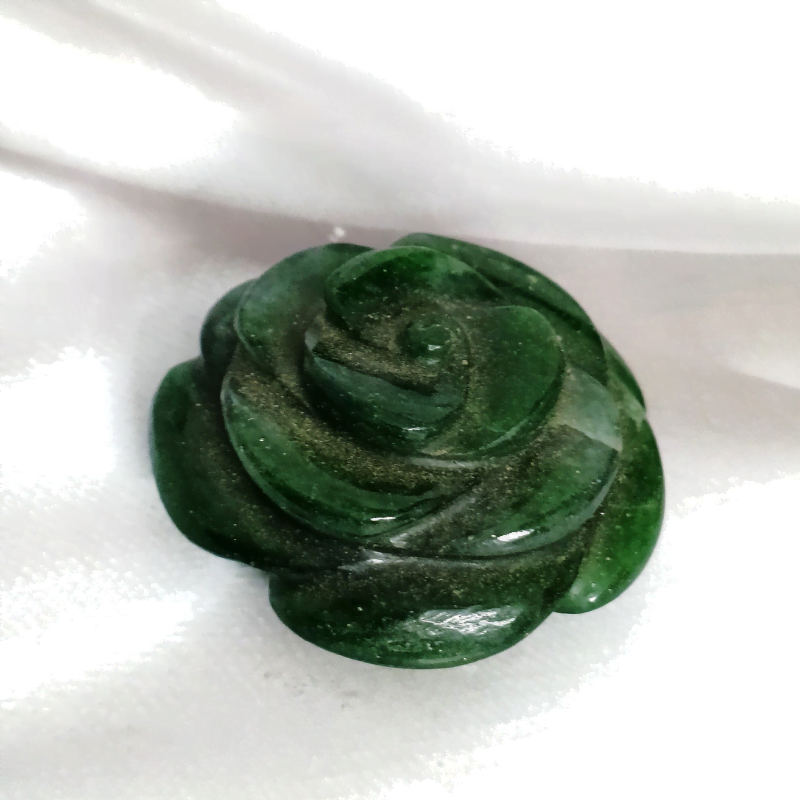Green Jade Floral Figurine-2 inch for Prosperity, healing, Success