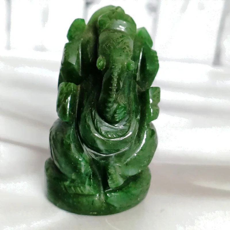 Jade Ganesha Figurine- 3 Inches for Good Luck, Love, Prosperity