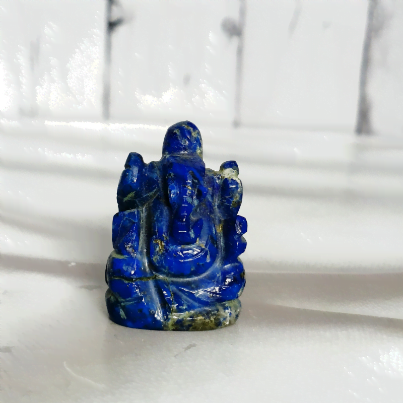 Lapis Lazuli Ganesha Figurine -2 Inches for Wisdom, Protection