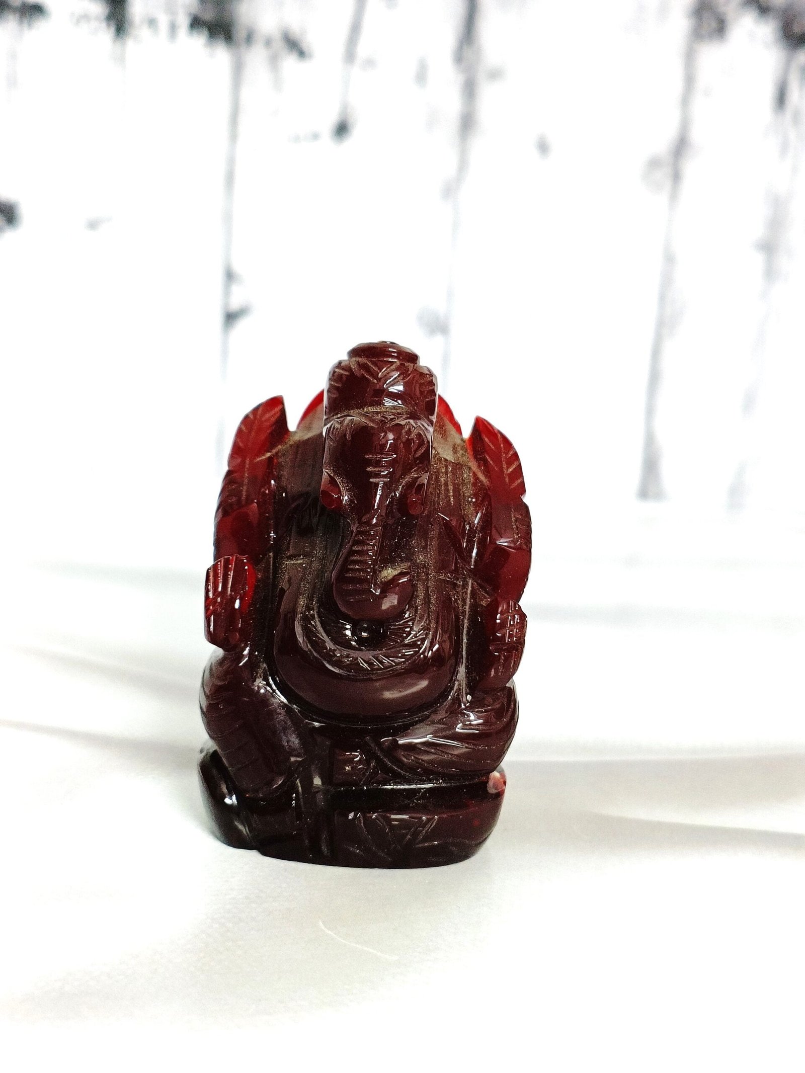 Natural Garnet Ganesha Figurine-3 Inches for Courage, Support, Strength