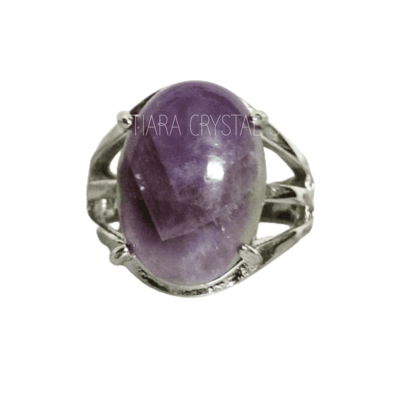 Amethyst Oval Adjustable Metal Ring