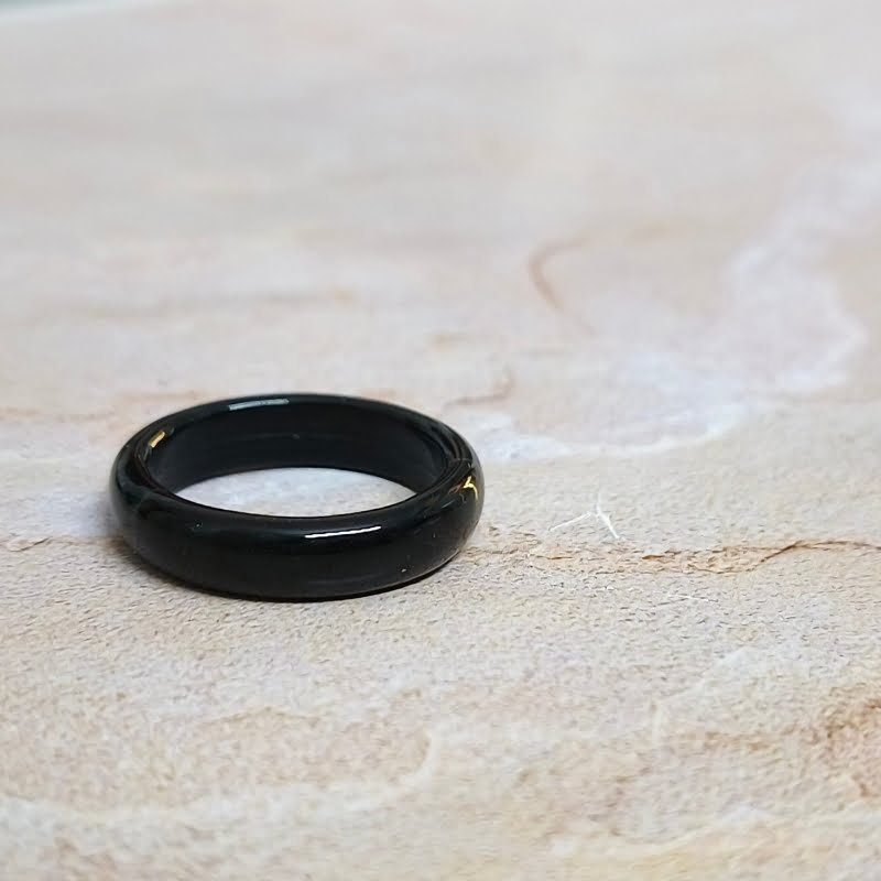 Black Onyx Band Ring for Protection, Grounding