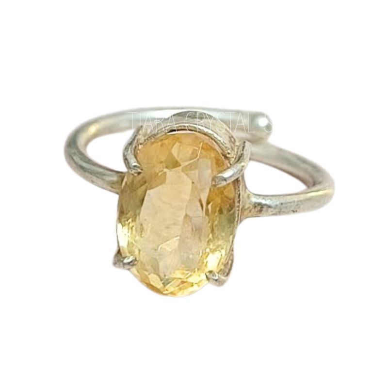 Citrine Faceted Adjustable German Silver Ring