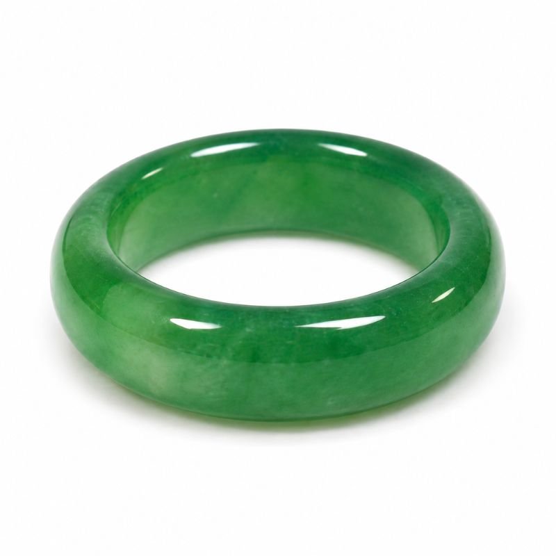 Natural Green Aventurine Band Ring with polished green gemstone in a smooth crystal band design