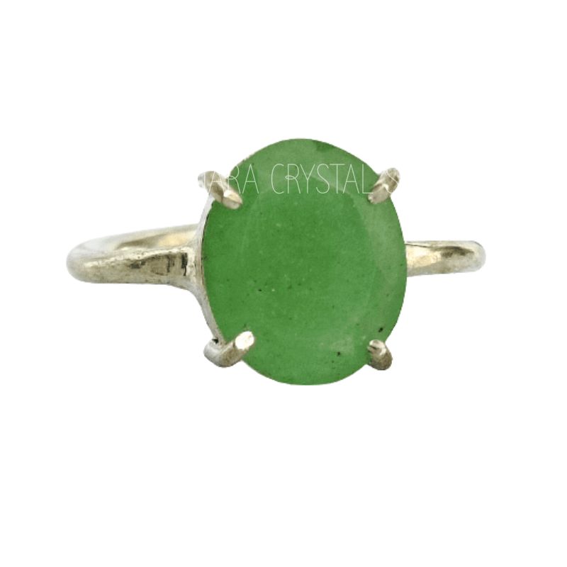 Green Aventurine Adjustable German Silver Ring