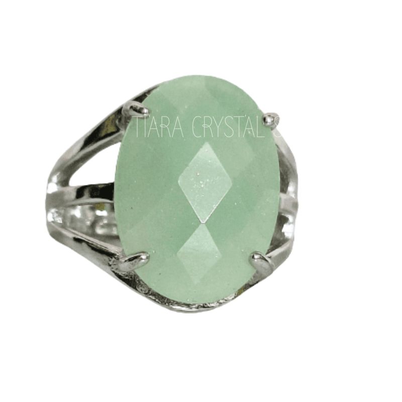 Green Aventurine Faceted Metal Ring
