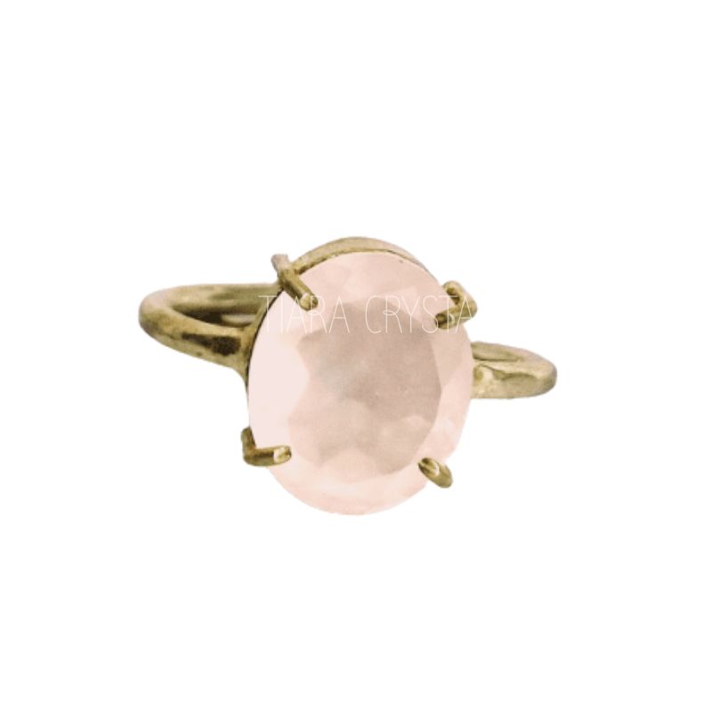 Rose Quartz Faceted Adjustable German Silver Ring