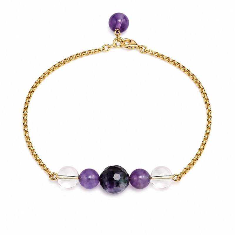 Amethyst Clear Quartz Chain Bracelet for healing & protection