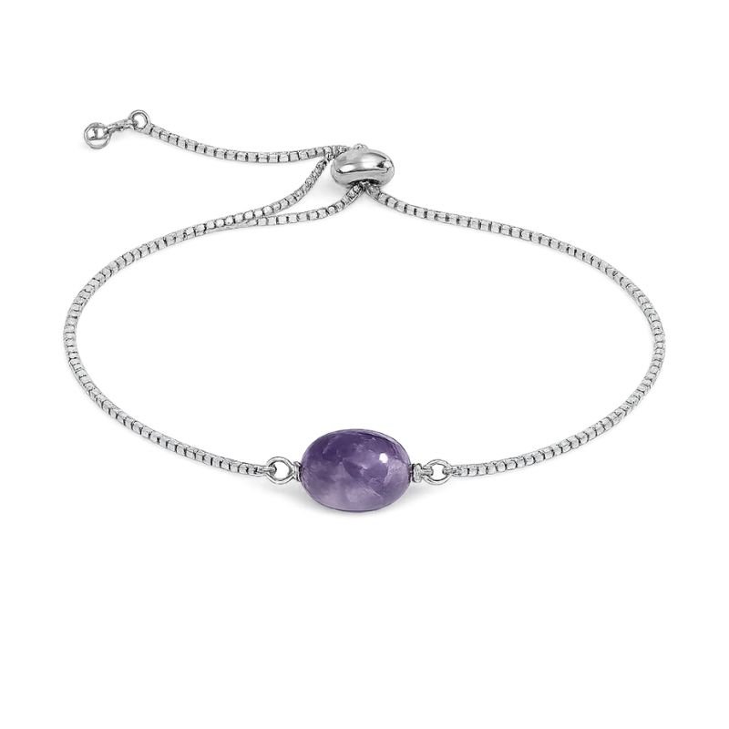 Amethyst Round Bead Adjustable Chain Bracelet for healing and clarity