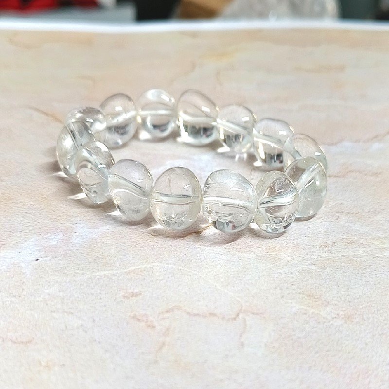 Clear Quartz Tumble Stone Bracelet for Healing, Cleansing, Manifesting