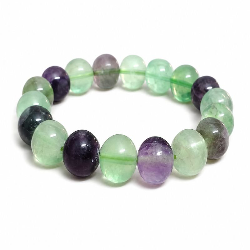 Fluorite 10MM Round Bead Bracelet made with natural multicolored Fluorite gemstones for clarity, focus, emotional balance, and positive energy.