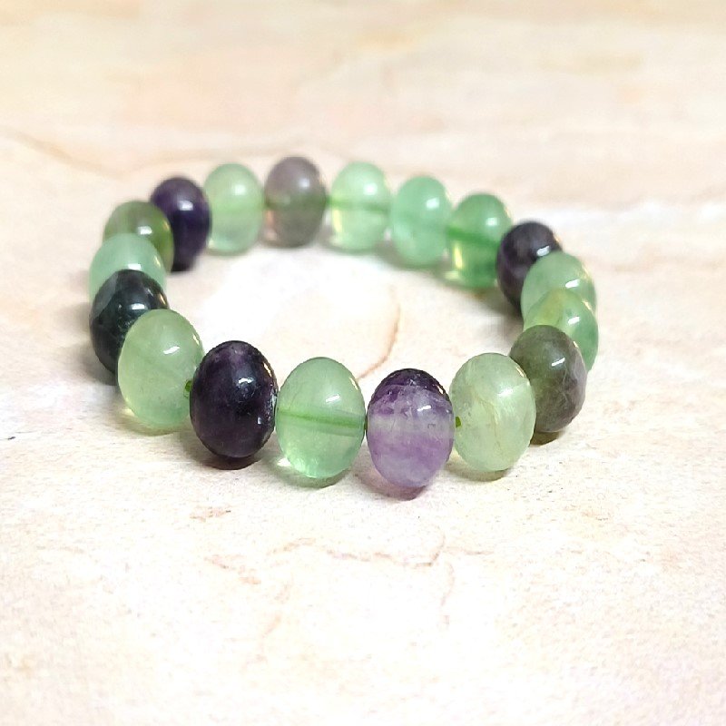 Fluorite 10MM Round Bead Bracelet for Focus, Concentration, Positive thinking and Detox