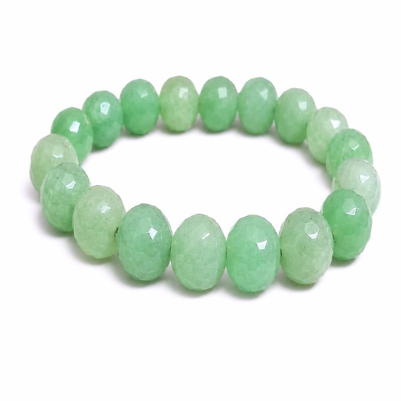 Green Aventurine 10MM Faceted Bead Bracelet made with natural faceted gemstones for luck, prosperity, abundance and personal growth.