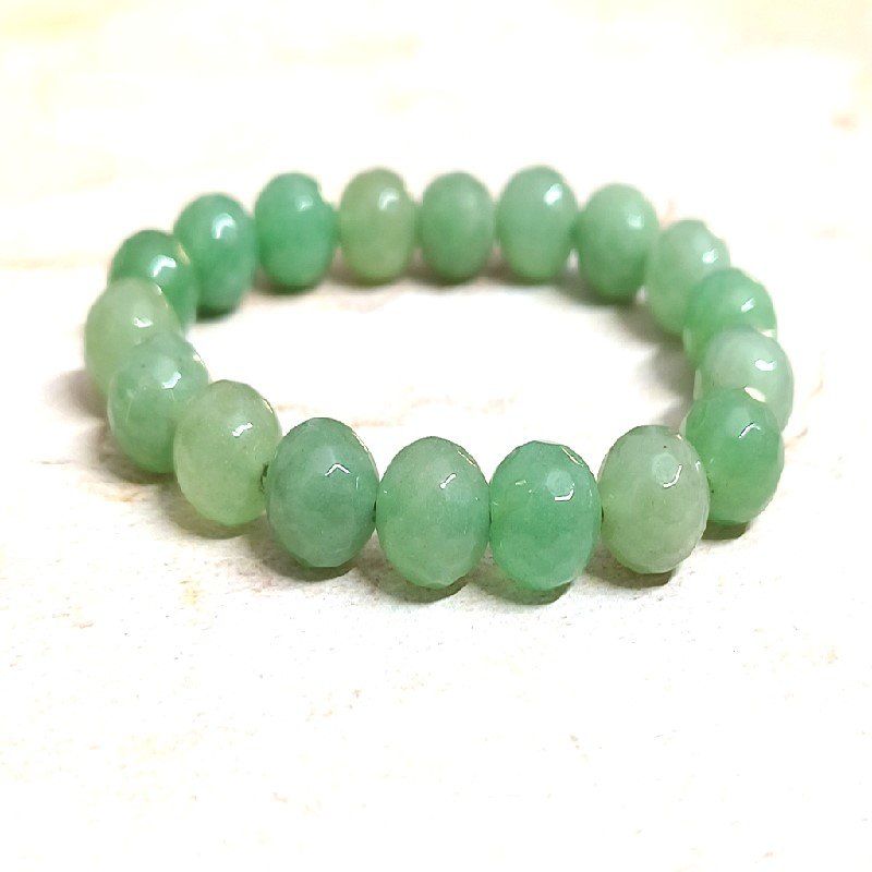 Green Aventurine 10MM Faceted Bead Bracelet for Prosperity, healing