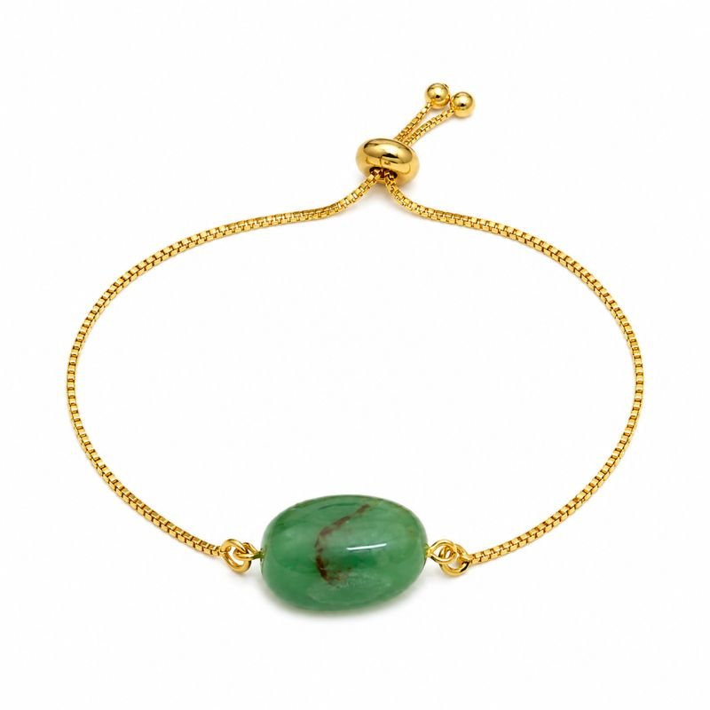 Green Aventurine Tumbled Chain Bracelet with natural Green Aventurine stone for luck, prosperity, growth and positive energy.