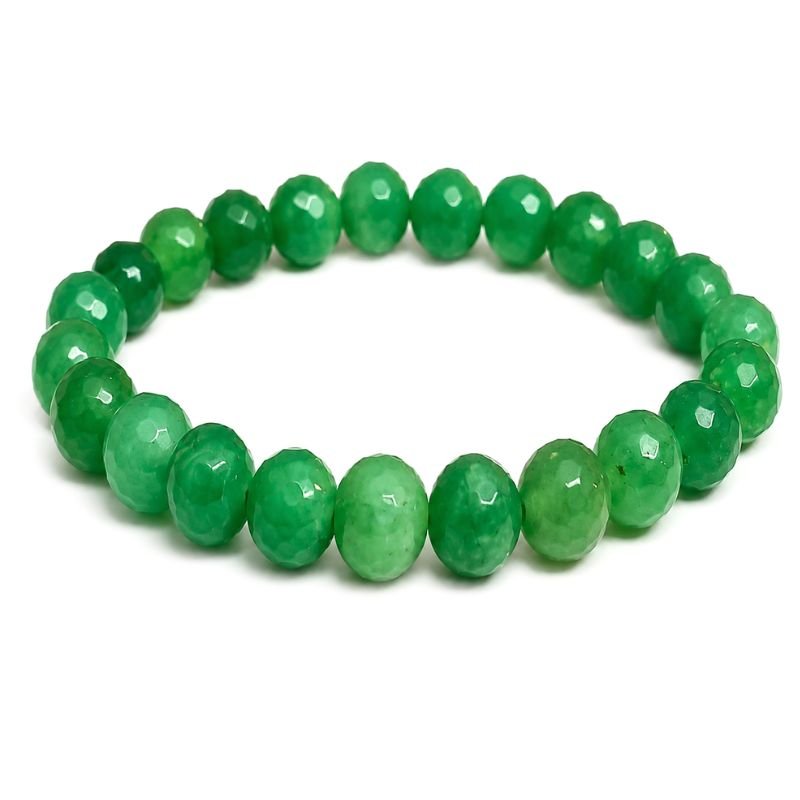 Green Jade 8MM Faceted Bead Bracelet made with natural Green Jade gemstones for prosperity, harmony, good fortune and positive energy.
