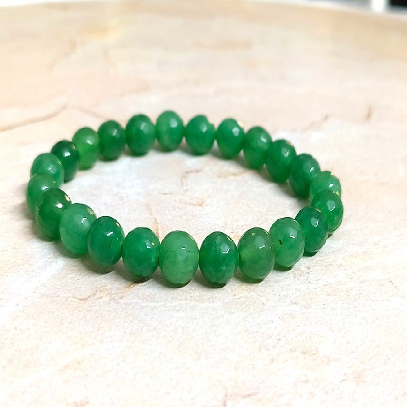 Green Jade 8MM Faceted Bead Bracelet for Love, Compassion, Good Luck