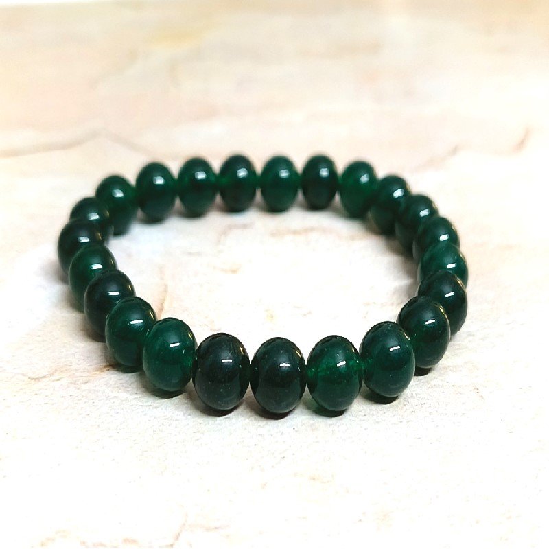 Green Jade 8MM Round Bead Bracelet for Love, Compassion, Good Luck