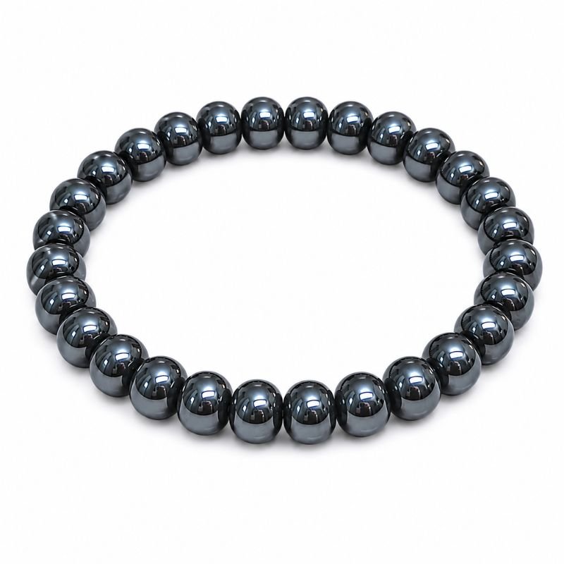 Hematite 6MM Round Bead Bracelet for grounding, focus, confidence and emotional balance.
