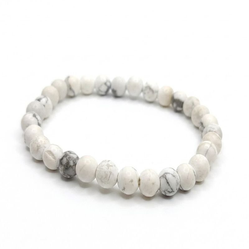 Howlite 6MM Round Bead Bracelet for calmness, and inner peace