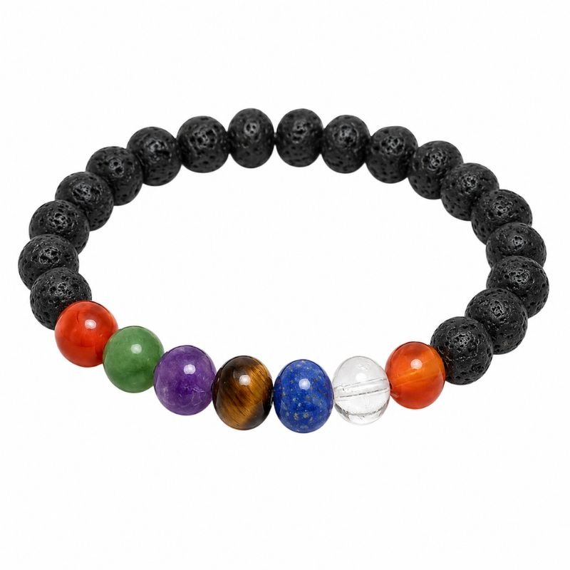 Lava 8MM 7 Chakra Bracelet for grounding, chakra balance and spiritual wellness