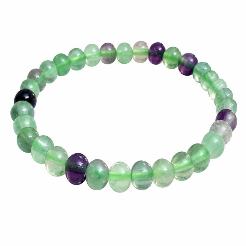 Mixed Fluorite Round Bead Bracelet for focus, clarity and mental balance