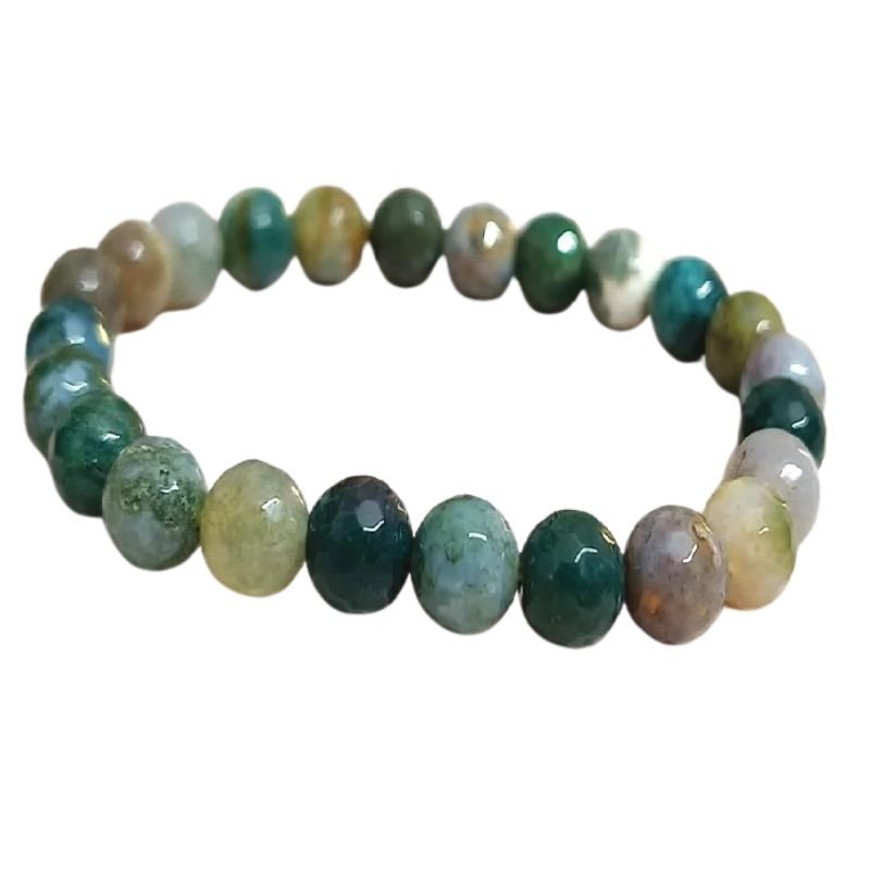 Moss Agate 8MM Faceted Bracelet for growth, abundance and emotional balance