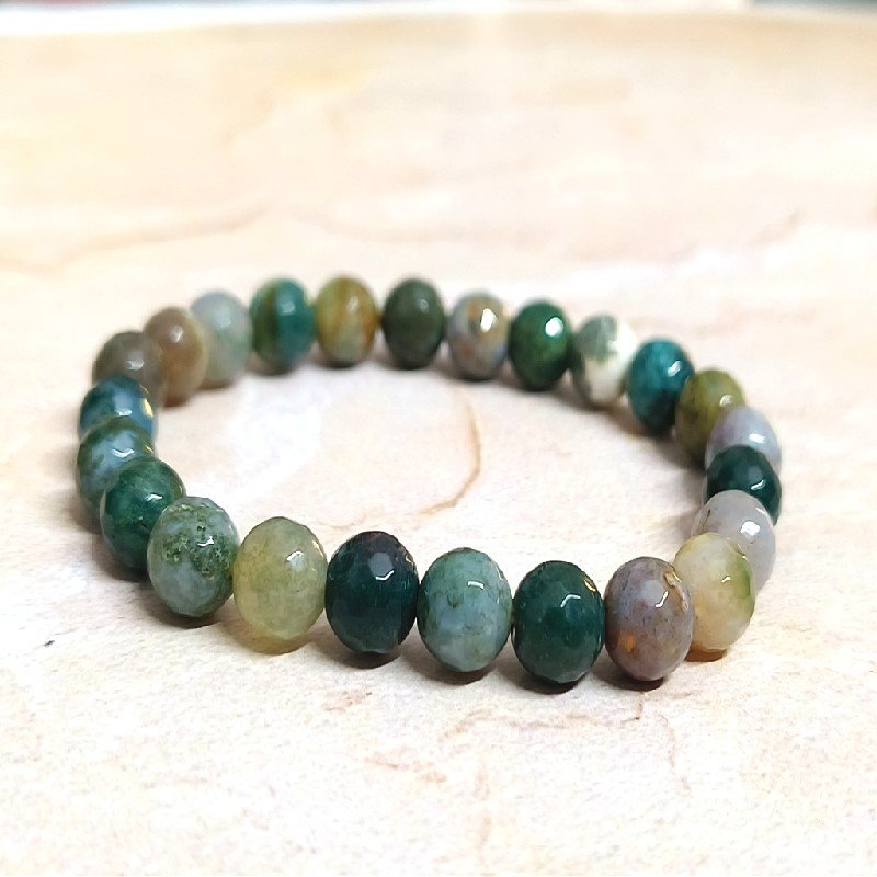 Moss Agate 8MM Faceted Bracelet for New Beginnings, Transformation